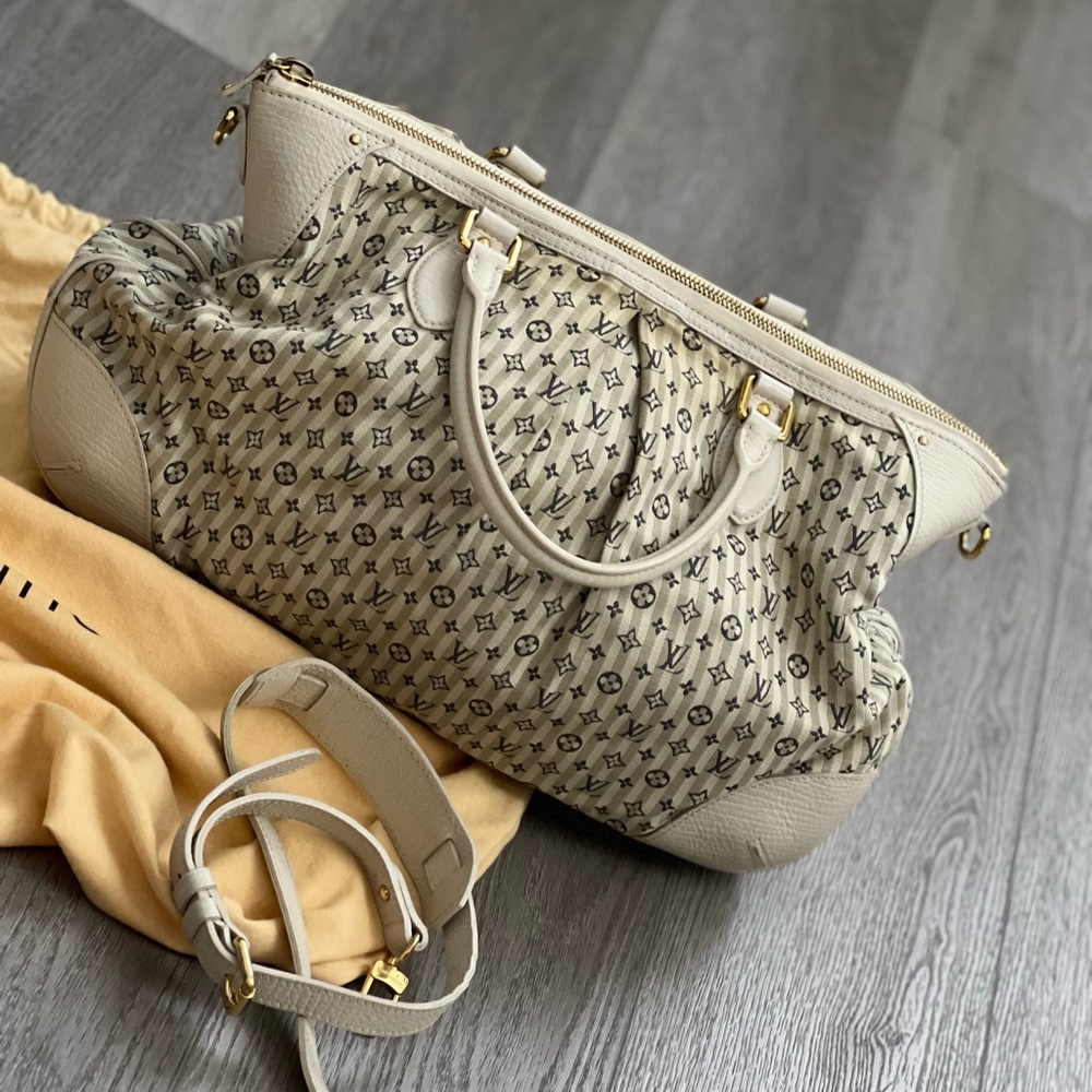 $$SOLD$$ White Monogram Mini Lin Croisette Marina Bag w/ Strap